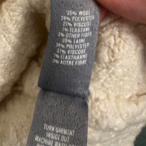 Aerie Mock Neck Sherpa Fleece Sweater Pullover Relaxed Wool Blend Cream Large - Picture 3 of 6